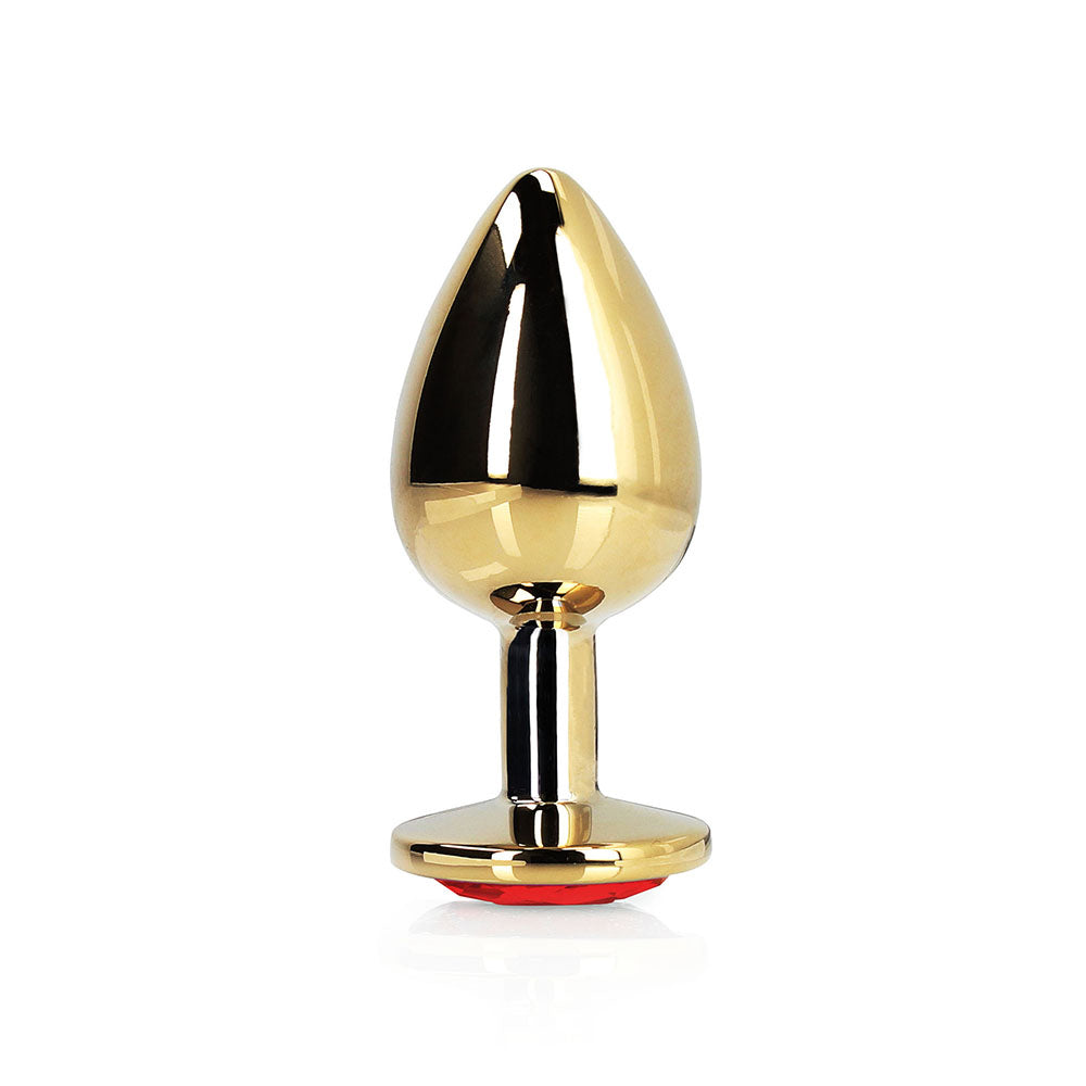 SHOTS - OUCH! HEART GEM BUTT PLUG MEDIUM GOLD/RUBY RED