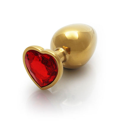 SHOTS - OUCH! HEART GEM BUTT PLUG MEDIUM GOLD/RUBY RED