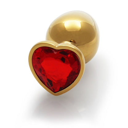 OUCH! HEART GEM BUTT PLUG MEDIUM GOLD/RUBY RED