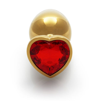 SHOTS - OUCH! HEART GEM BUTT PLUG MEDIUM GOLD/RUBY RED