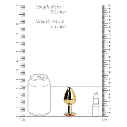 OUCH! HEART GEM BUTT PLUG MEDIUM GOLD/RUBY RED