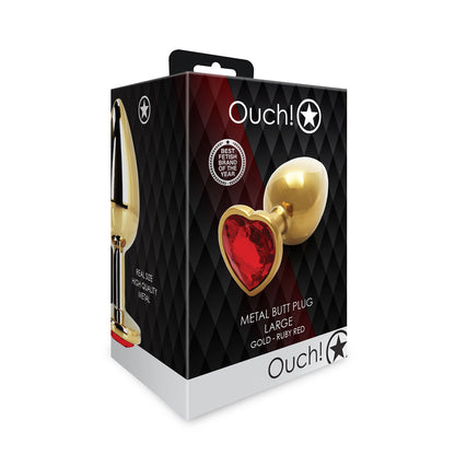 SHOTS - OUCH! HEART GEM BUTT PLUG LARGE GOLD/RUBY RED