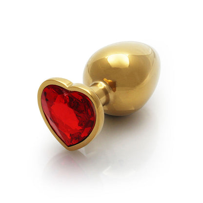OUCH! HEART GEM BUTT PLUG LARGE GOLD/RUBY RED