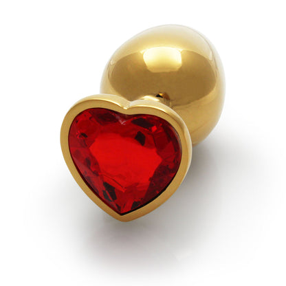 OUCH! HEART GEM BUTT PLUG LARGE GOLD/RUBY RED