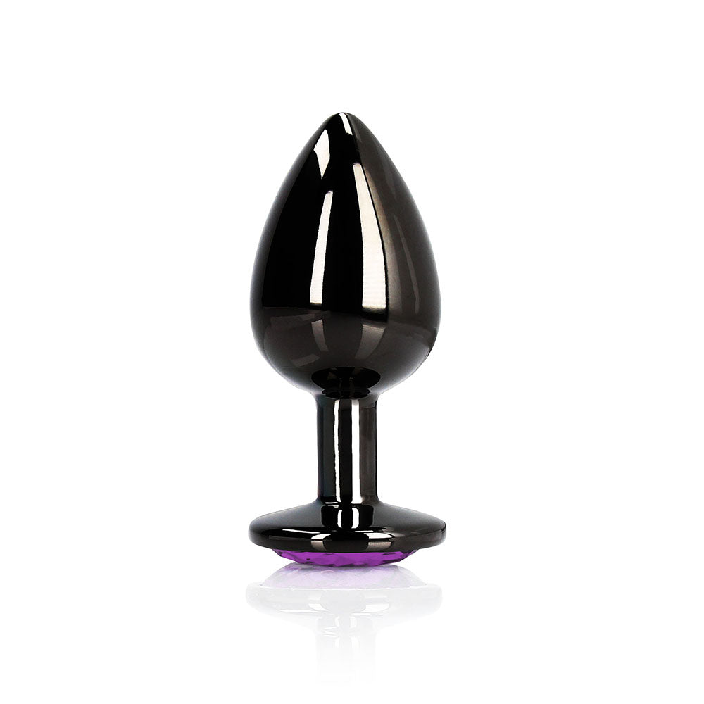SHOTS - OUCH! HEART GEM BUTT PLUG SMALL GUNMETAL/AMETHYST