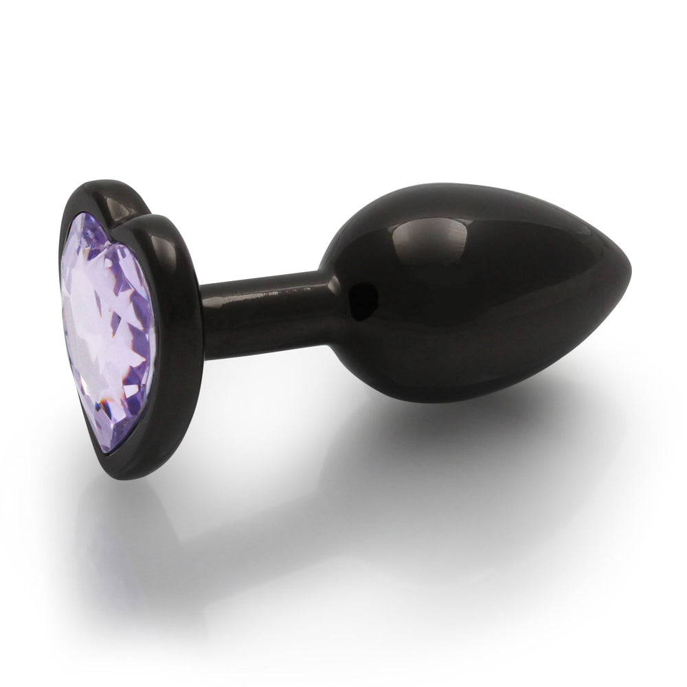 SHOTS - OUCH! HEART GEM BUTT PLUG SMALL GUNMETAL/AMETHYST