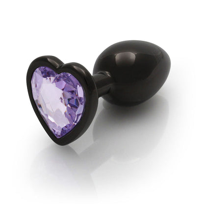 SHOTS - OUCH! HEART GEM BUTT PLUG SMALL GUNMETAL/AMETHYST