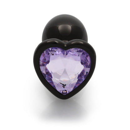 OUCH! HEART GEM BUTT PLUG SMALL GUNMETAL/AMETHYST