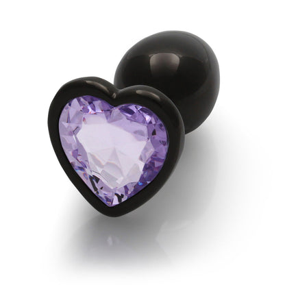 SHOTS - OUCH! HEART GEM BUTT PLUG SMALL GUNMETAL/AMETHYST