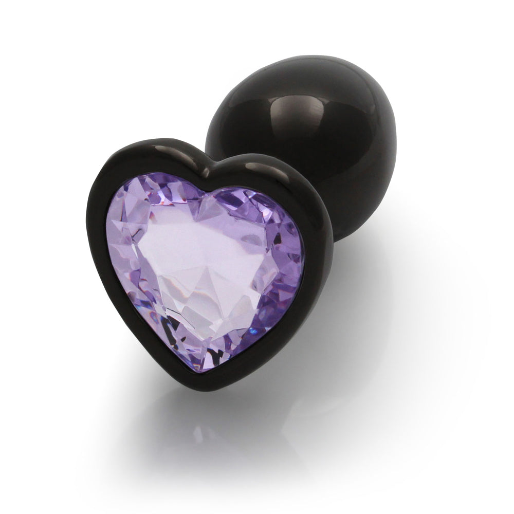 OUCH! HEART GEM BUTT PLUG SMALL GUNMETAL/AMETHYST
