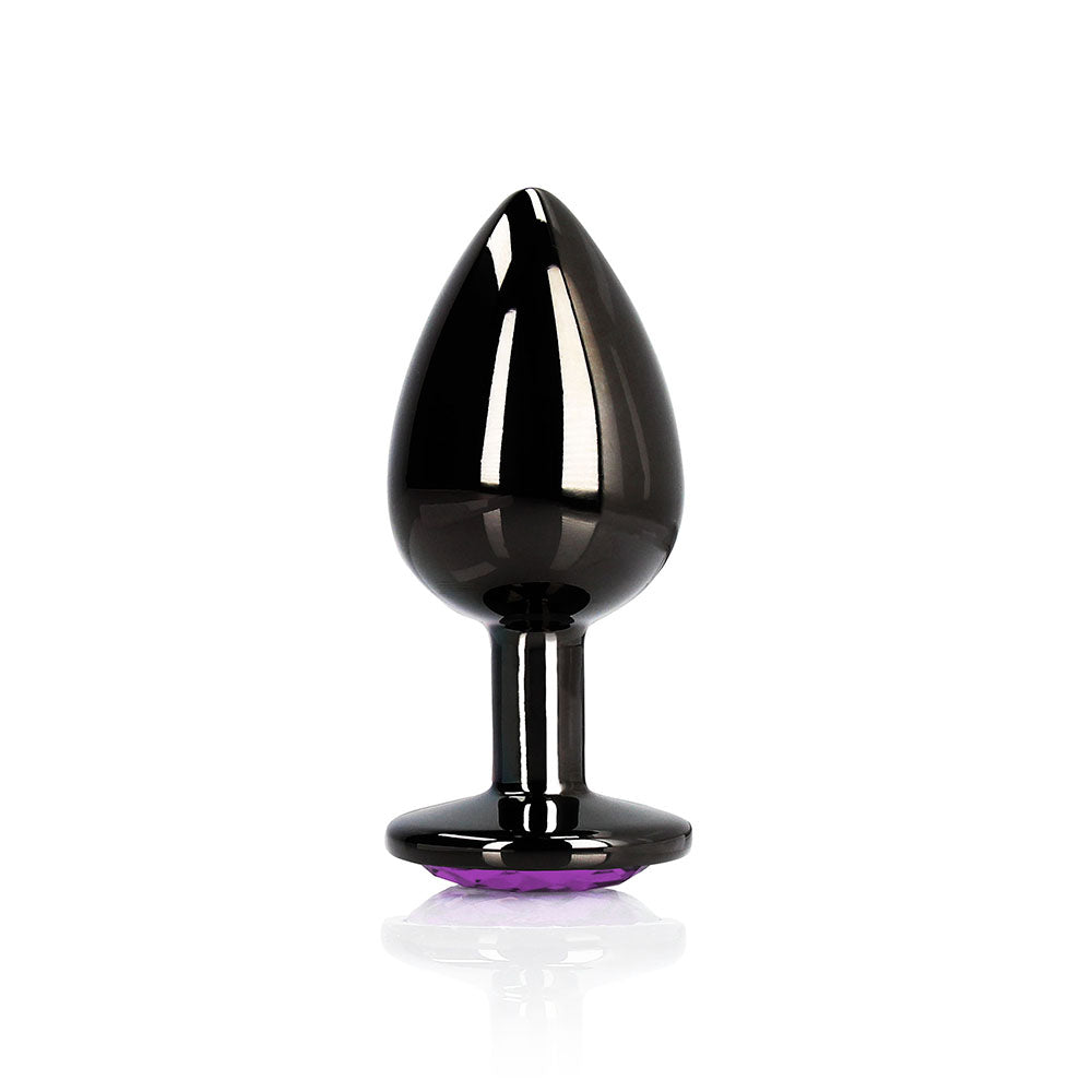SHOTS - OUCH! HEART GEM BUTT PLUG MEDIUM GUNMETAL/AMETHYST