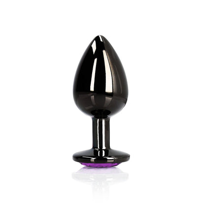 SHOTS - OUCH! HEART GEM BUTT PLUG MEDIUM GUNMETAL/AMETHYST