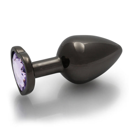 SHOTS - OUCH! HEART GEM BUTT PLUG MEDIUM GUNMETAL/AMETHYST