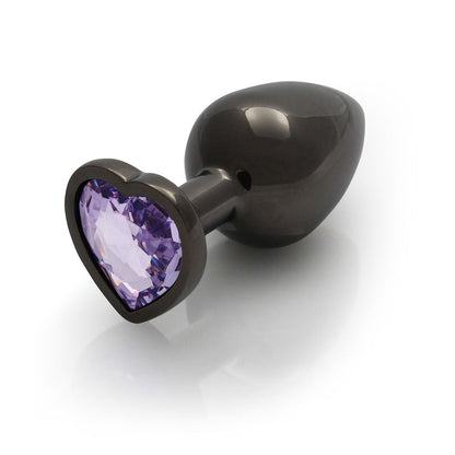 SHOTS - OUCH! HEART GEM BUTT PLUG MEDIUM GUNMETAL/AMETHYST