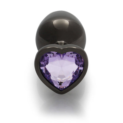 SHOTS - OUCH! HEART GEM BUTT PLUG MEDIUM GUNMETAL/AMETHYST