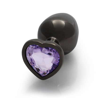 SHOTS - OUCH! HEART GEM BUTT PLUG MEDIUM GUNMETAL/AMETHYST