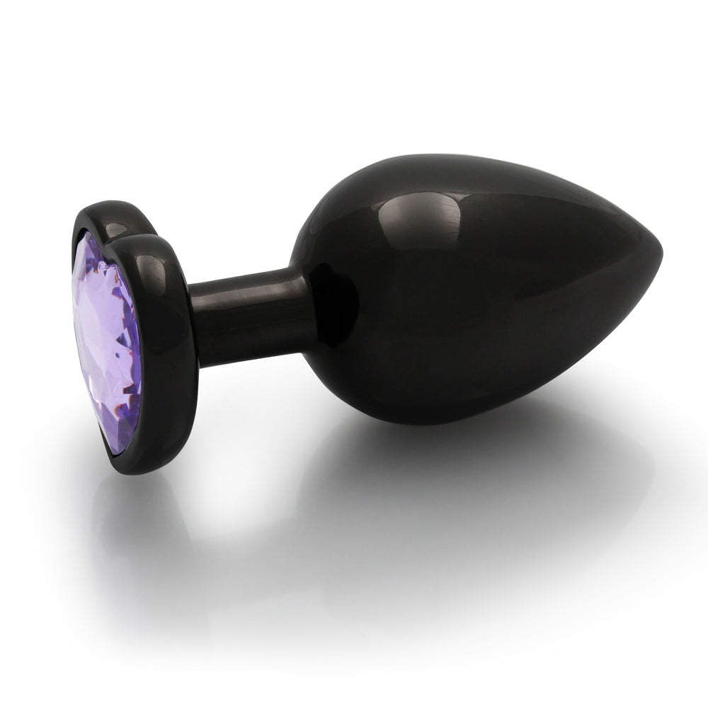 SHOTS - OUCH! HEART GEM BUTT PLUG LARGE GUNMETAL/AMETHYST