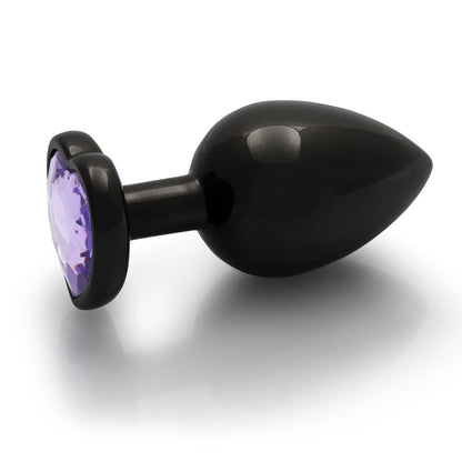 SHOTS - OUCH! HEART GEM BUTT PLUG LARGE GUNMETAL/AMETHYST