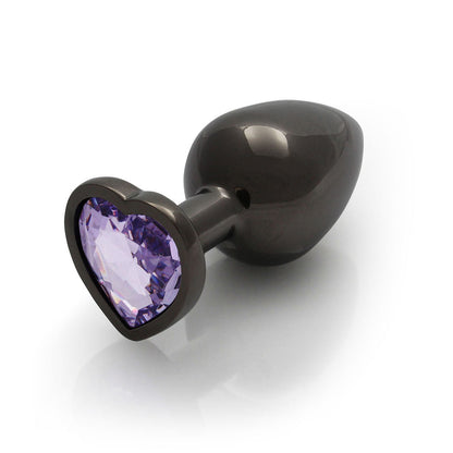 SHOTS - OUCH! HEART GEM BUTT PLUG LARGE GUNMETAL/AMETHYST