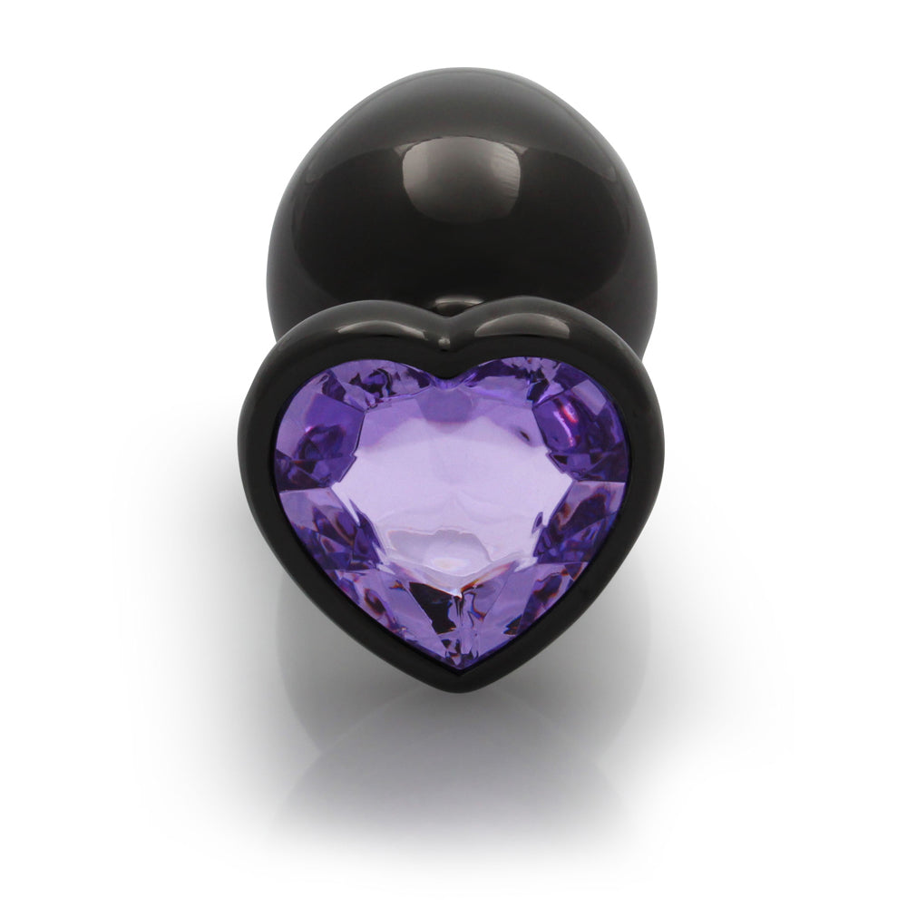SHOTS - OUCH! HEART GEM BUTT PLUG LARGE GUNMETAL/AMETHYST