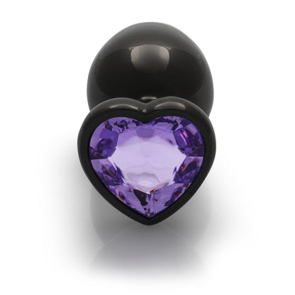 SHOTS - OUCH! HEART GEM BUTT PLUG LARGE GUNMETAL/AMETHYST