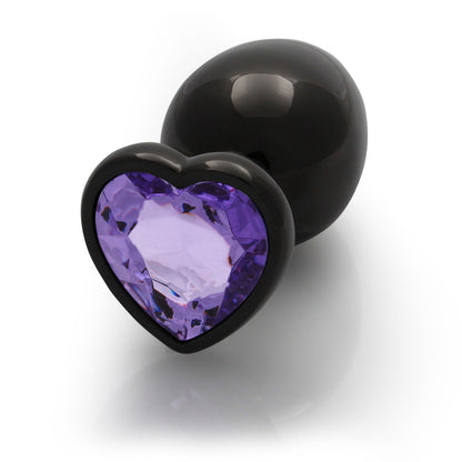 SHOTS - OUCH! HEART GEM BUTT PLUG LARGE GUNMETAL/AMETHYST