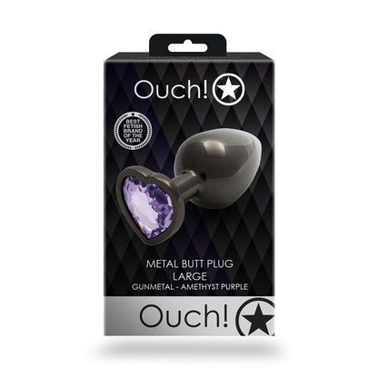 SHOTS - OUCH! HEART GEM BUTT PLUG LARGE GUNMETAL/AMETHYST