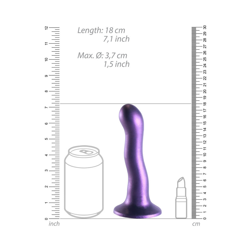 SHOTS - OUCH! ULTRA SOFT SILICONE 7 IN. CURVY G-SPOT DILDO METALLIC PURPLE