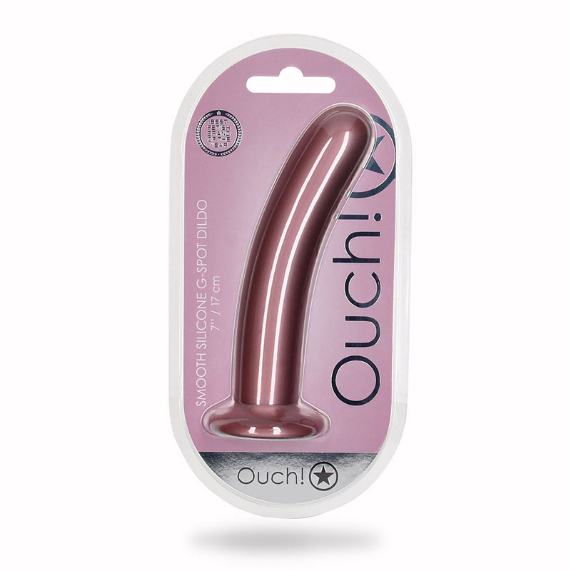 SHOTS OUCH! SMOOTH SILICONE 7 IN. G-SPOT DILDO ROSE GOLD