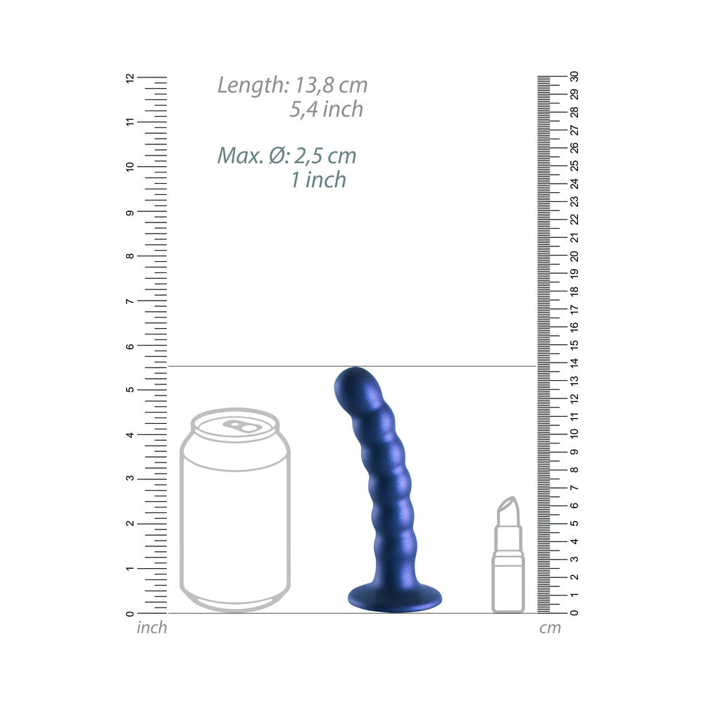 SHOTS - OUCH! BEADED SILICONE 5 IN. G-SPOT DILDO METALLIC BLUE