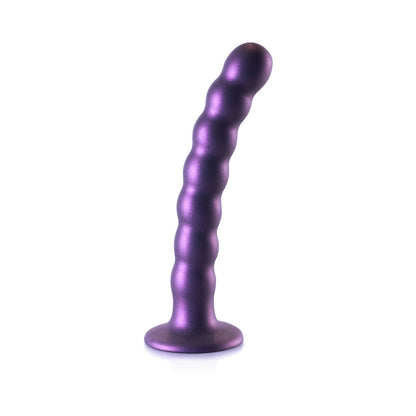 SHOTS - OUCH! BEADED SILICONE 6.5 IN. G-SPOT DILDO METALLIC PURPLE