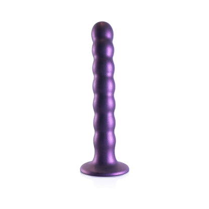 SHOTS - OUCH! BEADED SILICONE 6.5 IN. G-SPOT DILDO METALLIC PURPLE