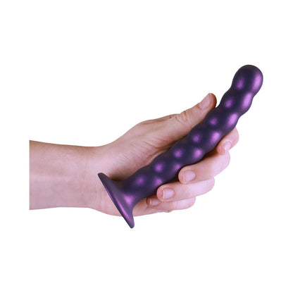 SHOTS - OUCH! BEADED SILICONE 6.5 IN. G-SPOT DILDO METALLIC PURPLE