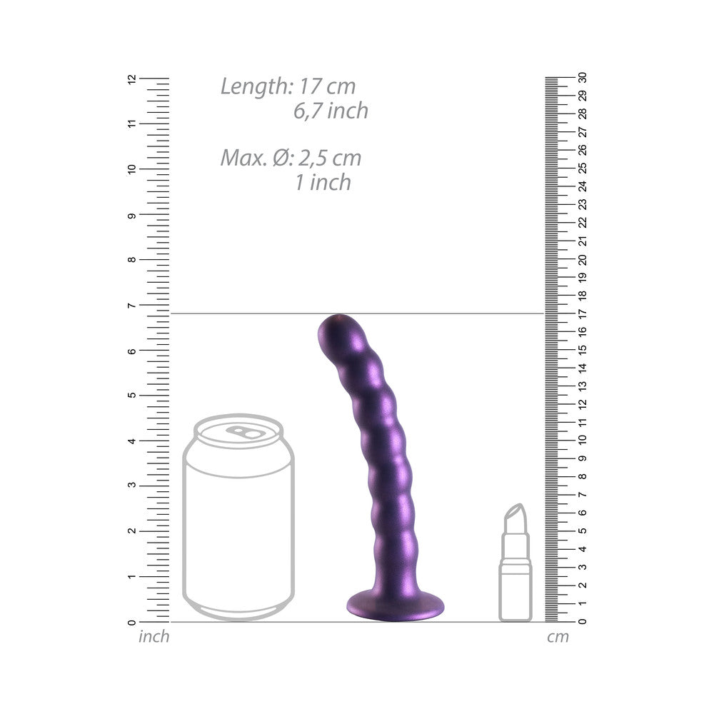 SHOTS - OUCH! BEADED SILICONE 6.5 IN. G-SPOT DILDO METALLIC PURPLE