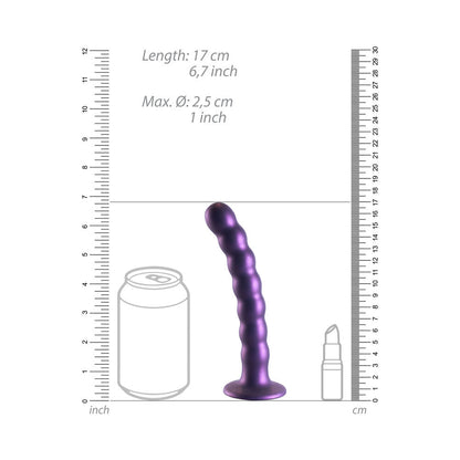 SHOTS - OUCH! BEADED SILICONE 6.5 IN. G-SPOT DILDO METALLIC PURPLE