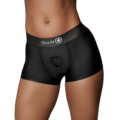 OUCH! VIBRATING STRAP-ON BOXER BLACK M/L