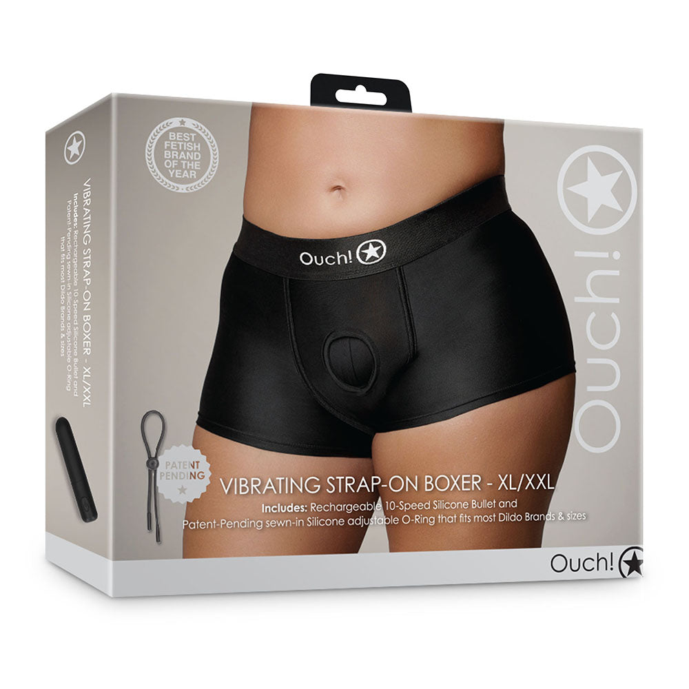 OUCH! VIBRATING STRAP-ON BOXER BLACK XL/2XL