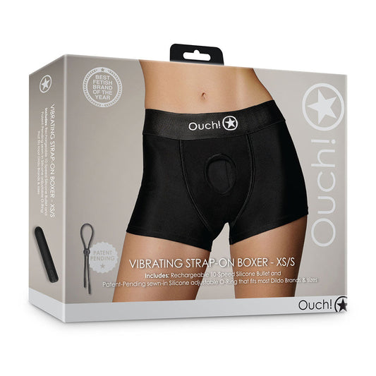 OUCH! VIBRATING STRAP-ON BOXER BLACK XS/S