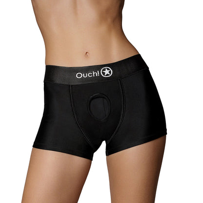 OUCH! VIBRATING STRAP-ON BOXER BLACK XS/S