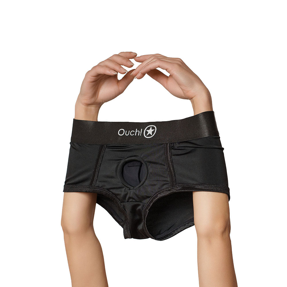 OUCH! VIBRATING STRAP-ON BOXER BLACK XS/S