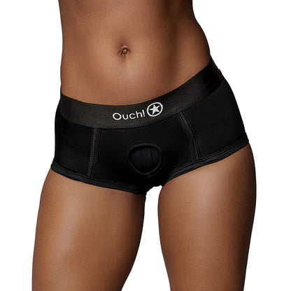 OUCH! VIBRATING STRAP-ON BRIEF BLACK M/L