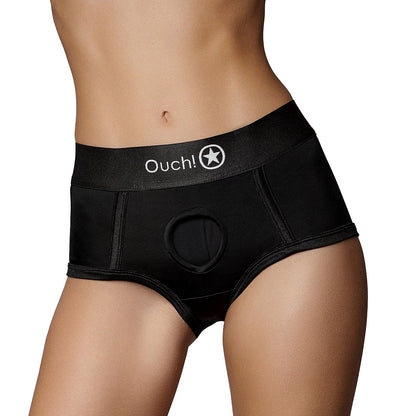 OUCH! VIBRATING STRAP-ON BRIEF BLACK XS/S