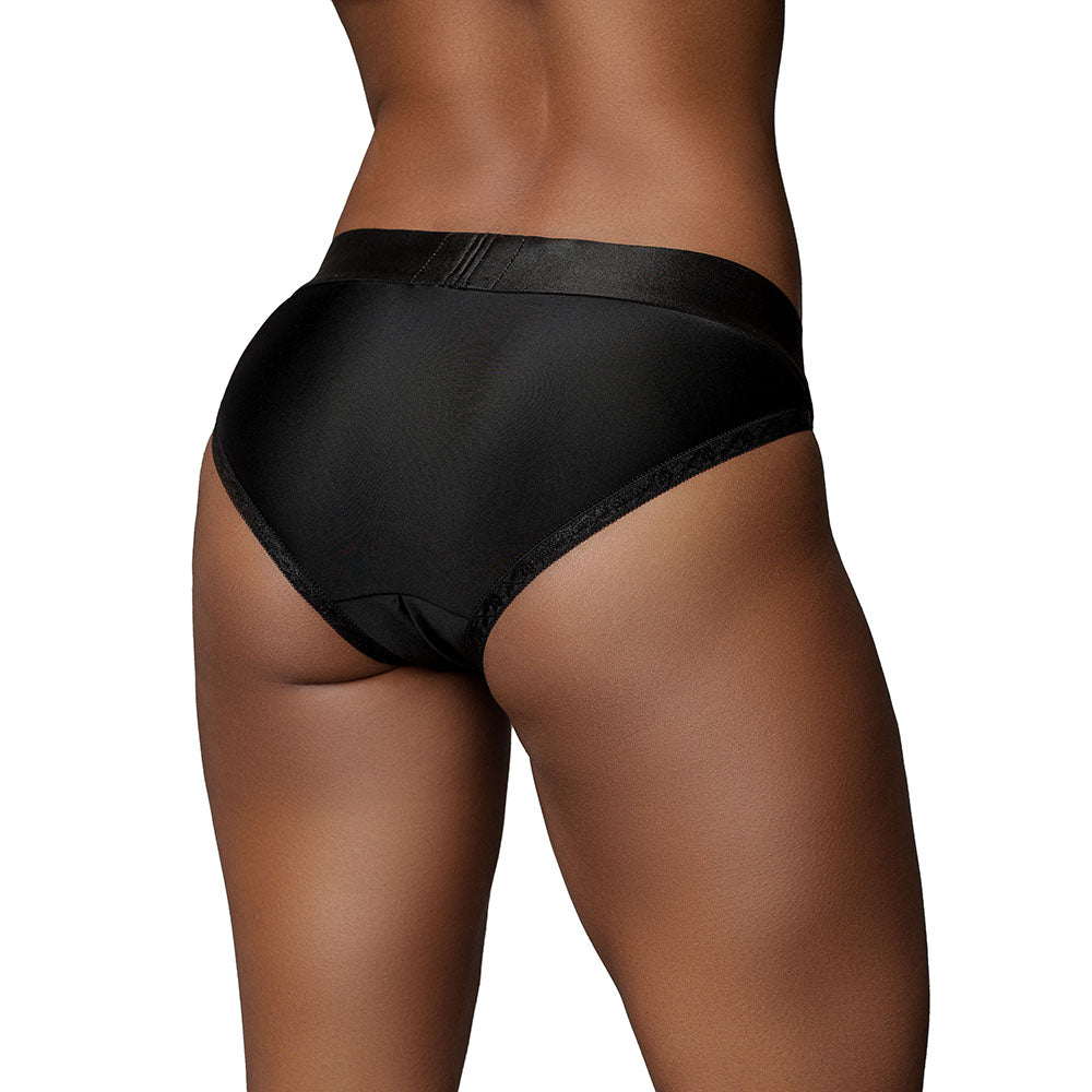 OUCH! VIBRATING STRAP-ON HIPSTER BLACK M/L