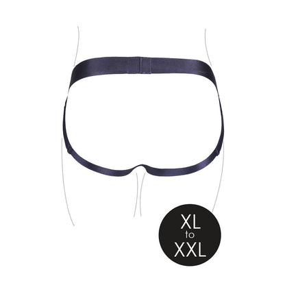 OUCH! VIBRATING STRAP-ON PANTY HARNESS WITH OPEN BACK BLACK XL/2XL