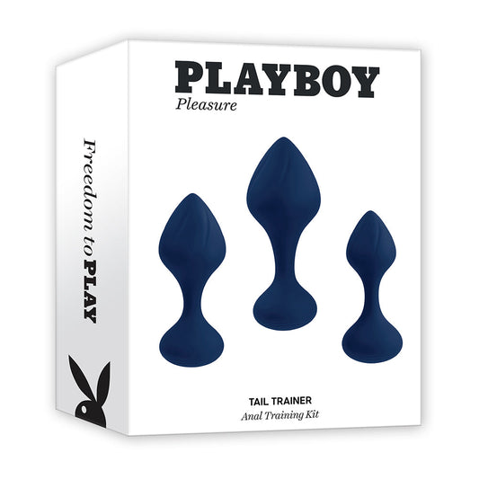 PLAYBOY TAIL TRAINER 3-PIECE SILICONE ANAL PLUG TRAINING KIT NAVY