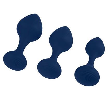 PLAYBOY TAIL TRAINER 3-PIECE SILICONE ANAL PLUG TRAINING KIT NAVY