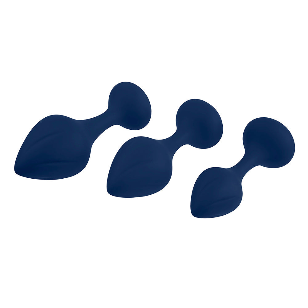 PLAYBOY TAIL TRAINER 3-PIECE SILICONE ANAL PLUG TRAINING KIT NAVY