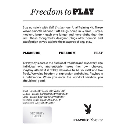 PLAYBOY TAIL TRAINER 3-PIECE SILICONE ANAL PLUG TRAINING KIT NAVY