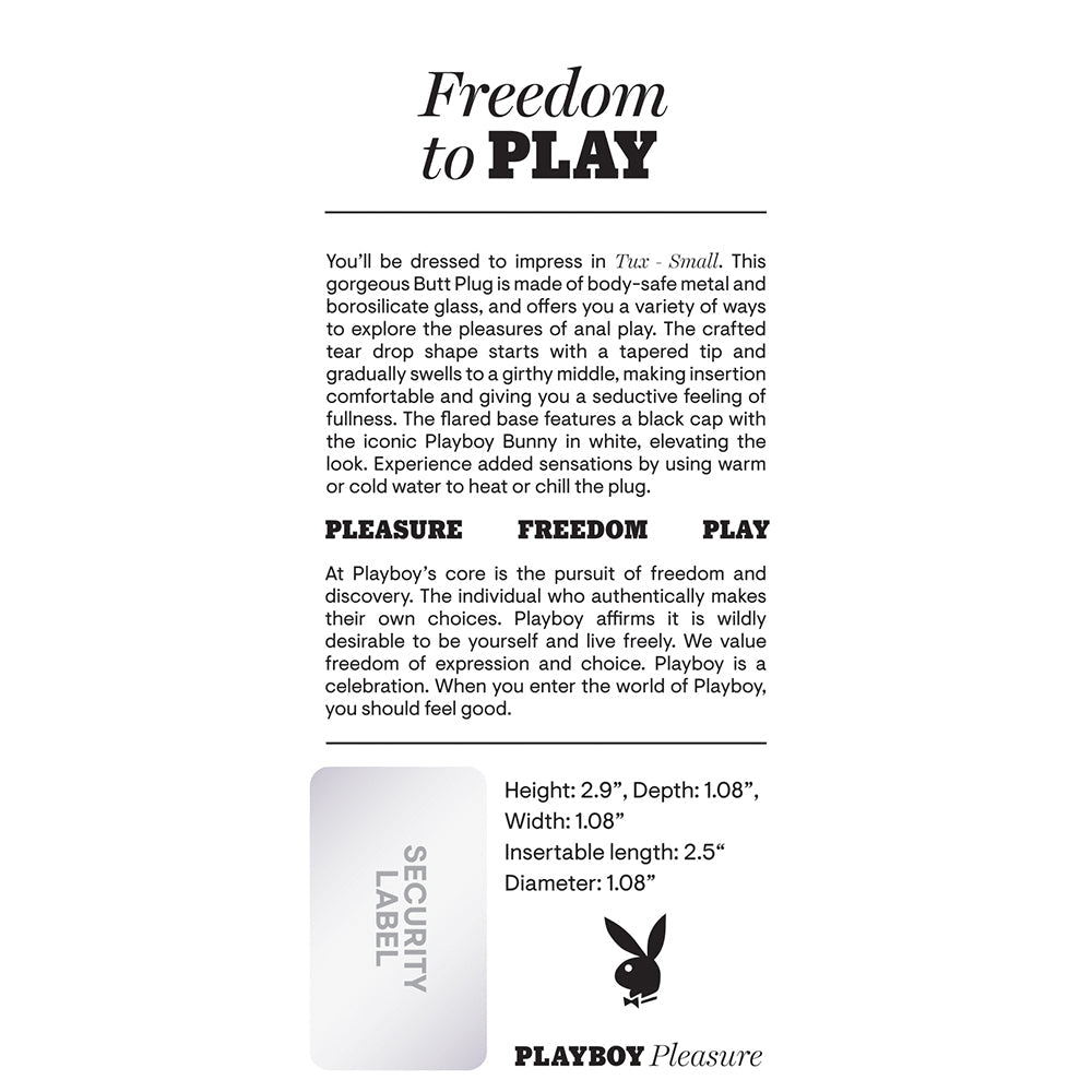 PLAYBOY TUX SMALL METAL ANAL PLUG HEMATITE