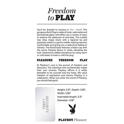 PLAYBOY TUX SMALL METAL ANAL PLUG HEMATITE